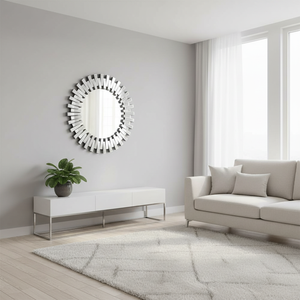 Specchio Decorativo Bianco e Nero a Forma di Sole per Arredamento Chic, Design d'Interni per Soggiorno, Elemento Decorativo <span class=keywords><strong>da</strong></span> Parete - Product Image 4