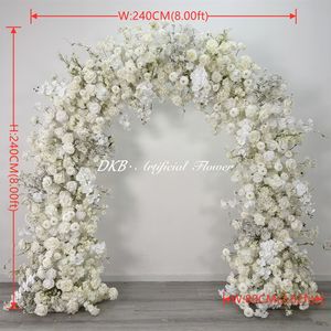 Nouvelle Arche de Fleurs Artificielles en Soie avec Roses Blanches et Gypsophile, Écologique, Portable, 1,8-2,1 m de Haut pour Décoration d'Entrée de Mariage - Product Image 2