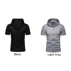 เสื้อฮู้ดซิปผู้ชายคุณภาพสูงปี 2026 แขนสั้น ทรงพื้นฐาน ไม่หดตัว ใส่เล่นกีฬา ลายพิมพ์เรียบๆ ไซส์ใหญ่ สำหรับฤดูหนาว - Product Image 2