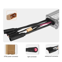 Contrôleur à onde sinusoïdale de marque KT Kunteng 25A 36v 48v Connecteurs étanches avec câble lumineux et câble 1T5 pour vélo électrique 500w 750w