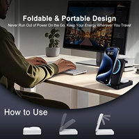 Station de charge sans fil portable pour iPhone, iWatch, AirPods, support de chargeur sans fil pliable 3 en 1 pour écouteurs, montre, téléphone portable
