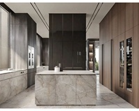 Étagère coulissante contemporaine imperméable pour rangement mural supérieur de cuisine