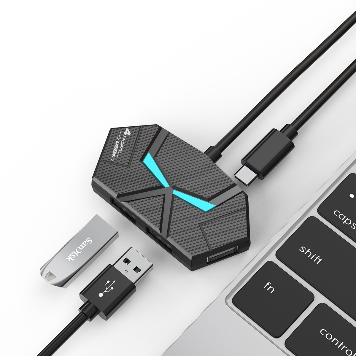 Negro 4 puertos USB2.0