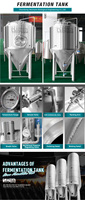 Cuve de fermentation de bière en acier inoxydable SUS304 CE 20HL, cuve isobare conique à double enveloppe glycolée pour brasserie artisanale