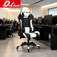 Chaise de jeu ergonomique confortable en cuir PU avec mécanisme d'inclinaison et hauteur réglable pour l'e-sport et le bureau à domicile