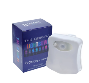 Capteur de mouvement PIR intelligent, veilleuse de siège de toilette 8 couleurs, rétro-éclairage étanche pour cuvette de toilette, lampe LED, lumière de toilette - Product Image 1