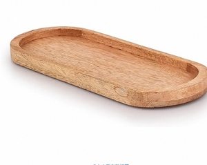 Nampan Sajian Kayu Oval Buatan Tangan yang Indah, Nampan Kayu yang Dipoles Tanpa Finishing untuk Penyajian Makan Malam, Camilan, Pesta, Liburan, Tahan Lama - Product Image 4