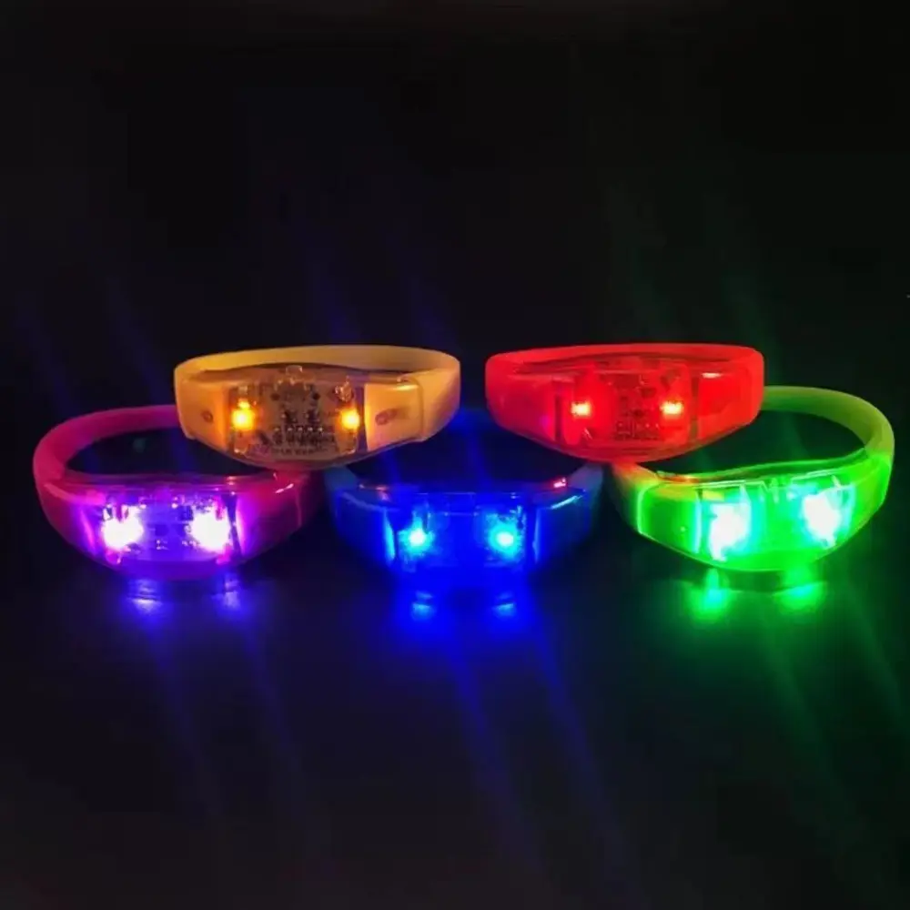 Custom Novelty LED Sound Activated Silicone Bracelets Flashing Light Up Wristband for Christmas Halloween Party Night Run