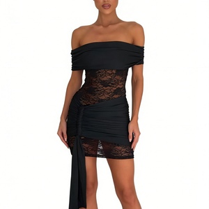 ชุดเดรสมินิเดรสลูกไม้รัดรูปเปิดไหล่สำหรับผู้หญิง ชุดเดรสปาร์ตี้เซ็กซี่ แฟชั่น - Product Image 5