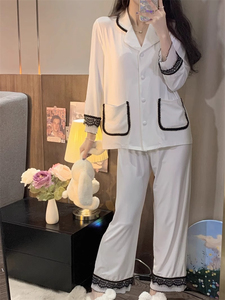2023 Camisola Manga comprida Camisolas De Malha De Algodão Conjuntos De Pijamas De Malha Pijamas Mujer Pj Factory Set Piyama Meninas Pijamas - Product Image 6