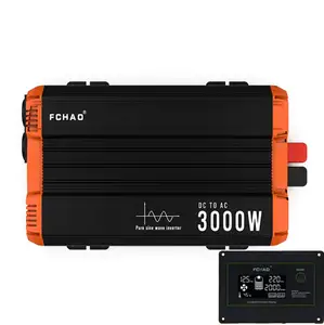 High Frequency pure sine wave intelligent Inverter 3000W 12v 24v 48v dc to 220v ac with LCD display and controller