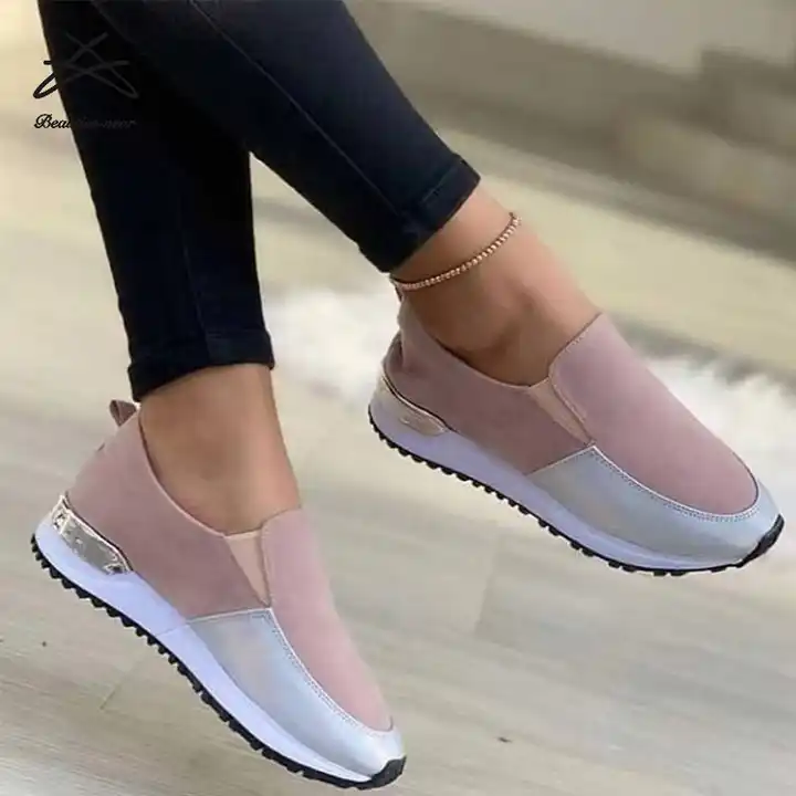 Womens Slip On Pumps Trainers Loafers Ladies Sneaker Casual Flat Soft Shoes  Size | eBay