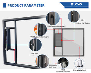 Eloyd Heavy Commercial Alliage d'aluminium Thermique-Break <span class=keywords><strong>Double</strong></span> <span class=keywords><strong>Action</strong></span> Tilt Tum Windows <span class=keywords><strong>Cadre</strong></span> en acier Extérieur Utilisation extérieure Suspendue - Product Image 5