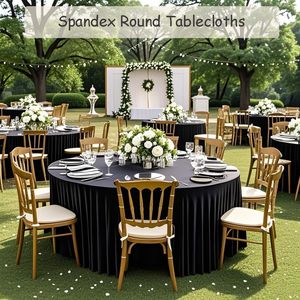Nappes rondes en spandex pour tables de 60 pouces, nappes ajustées extensibles de 120 pouces (5 pieds), housses de table sans plis - Product Image 4