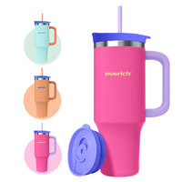 Everich 40oz Nouveau 2 en 1 Couvercle Poignée Gobelet 304 En Acier Inoxydable Double Paroi Isolé Sous Vide Tasse de Voyage pour café et bière