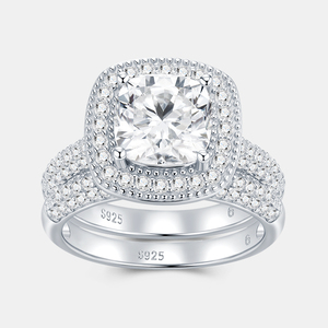 Forniture per Creazione Gioielli, Anello con Moissanite a Goccia, Anello Nuziale in Argento Sterling 925 con Doppio Halo - Product Image 2