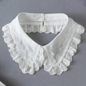 Cuello falso de alta calidad, cuello de encaje blanco de algodón bordado de pie para camisa de mujer - Product Image 2