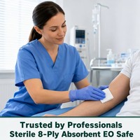 Compresses de gaze d'urgence pour l'extérieur, pansements non tissés jetables à 8 couches, emballés individuellement, compresses de coton absorbantes.
