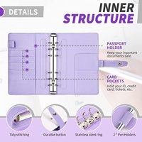 12PCS Enveloppes à reliure spirale en cuir PU A6 personnalisées Feuilles budgétaires Catégorie Autocollants A5 Bureau d'affaires 6 anneaux couverture rigide 6 anneaux
