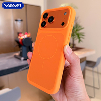 Étui en silicone liquide VAWI S088 en gros avec plaque arrière magnétique assortie pour iPhone 17 Pro Max, coque de téléphone en silicone antichoc