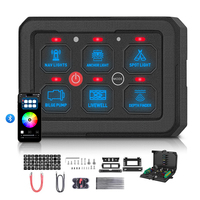 Panneau d'interrupteurs multi-usage APP Control 6 Gang 12V 24V en aluminium de qualité marine pour bateaux SUV Beach Buggies RV Lighting Control