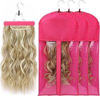 Support pour extensions de cheveux avec cintre, sacs de rangement portables pour perruques avec fermeture éclair transparente
