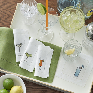 Serviettes de cocktail en coton et lin brodées sur mesure d'un fabricant de serviettes pour événements commerciaux - Product Image 1