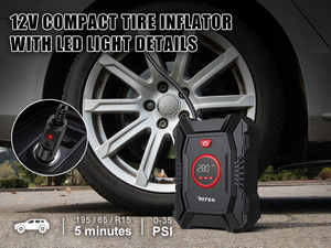 100 PSI 12V lumière LED affichage numérique <span class=keywords><strong>gonfleur</strong></span> de pneu rapide Long cordon d'alimentation trois buses mandrin à air à verrouillage par levier en plastique bleu - Product Image 3