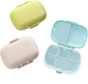 Portable 8-Compartment Weekly Pill Organizer Modern Waterproof Moisture-Proof PP Plastic Medicine Box Wheat Straw Sealed Food