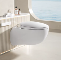 Toilette intelligente moderne murale avec chasse d'eau automatique, bidet électronique, siège chauffant inclus, céramique, double chasse, télécommande