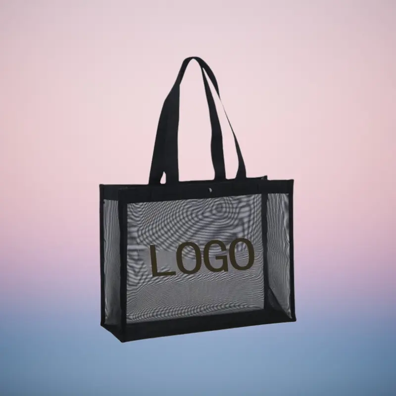 Handles Reusable Nylon Beach Mesh Tote Bag Shopping Summer WIth Custom Large Good Selling For Family Women