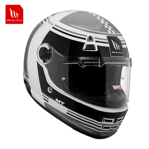 หมวกกันน็อคเต็มใบสไตล์เรโทร MT Helmets Jarama หมวกกันน็อคสำหรับรถจักรยานยนต์แบบเต็มใบ สีดำขาว ดีไซน์กราฟิก  พร้อมแผ่นบังแดดใส ได้รับการรับรองมาตรฐาน ECE - Product Image 4