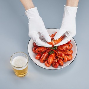 Guantes de nitrilo desechables blancos de 23 pulgadas, grado alimenticio, protectores para uso en cocina, laboratorio y belleza - Product Image 1