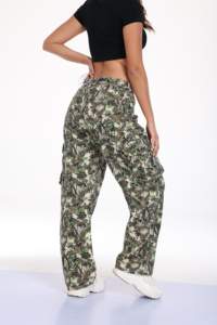 Pantalones Vaqueros de Mezclilla Rectos con Camuflaje de Árbol, 100% Algodón, Lavado, para Mujer - Product Image 4