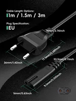 Câble d'alimentation 2 broches de 1,5 m, rallonge secteur pour PS4, PS5, Xbox, ordinateur portable, prise standard US, UK, EU disponible