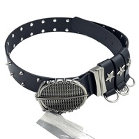 Nouvelle ceinture en cuir PU de haute qualité avec boucle en alliage, style hip-hop, tendance rock star, mode funky, unisexe, cadeau pour homme, largeur 3,8 cm, longueur 105 cm