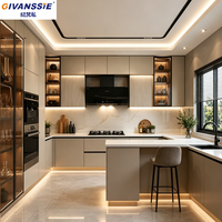 Armoire de cuisine en chêne sur mesure, meuble de rangement moderne personnalisé, garde-manger, armoire haute, porte en MDF et contreplaqué, panneau résistant à l'eau