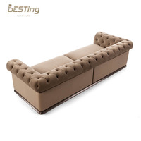 Möbel Wohnzimmer Sofa-Set Modernes Chesterfield-Sofa Mico-Fiberleder 100 % Massivholz europäischer Stil Stoff Sofa aus Samt
