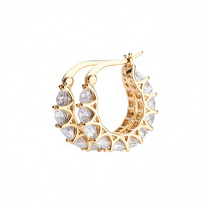 Pendientes de Aro de Lujo con Baño de Oro de 18K y Cristales de Estrás, Diseño Geométrico para Mujer, Uso Diario - Product Image 1