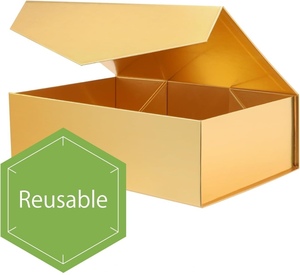 Caja de Regalo Magnética Dorada Brillante de Lujo con Logotipo Personalizado, 14x9.5x4.5 Pulgadas, Textura Suave, Plegable, Rígida - Product Image 5
