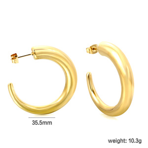 Hoop <b>Earrings</b> Gold Tone Geometric <b>Hook</b> Shape Party Fashion Jewelry for Women - Product Image 4