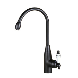 Fyeer ORB Nero Opaco Goose Neck Kitchen Sink Faucet con Maniglia In Ceramica - Product Image 1