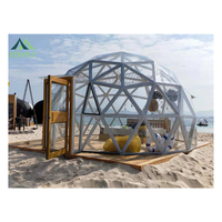 Tente dôme extérieure à structure en aluminium monocouche, une chambre, un salon, tente sphérique en verre