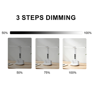 Lampe de table LED à commande tactile avec double porte-stylo, horloge numérique, pliable, réglable, protection des yeux, lampe de <span class=keywords><strong>bureau</strong></span> pour l'étude et le <span class=keywords><strong>bureau</strong></span> - Product Image 4