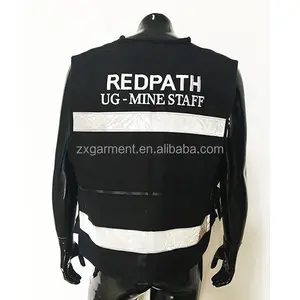 Custom Made High Visibility Multi Pocket Black Warning Reflective Road Safety Vest Black Safety Vest