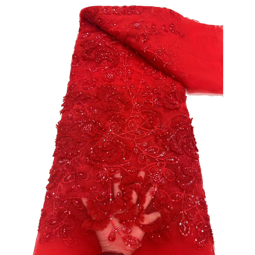 Best Selling Luxurious Red Lace Fabric Perfect for Women's Wear