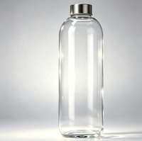 Bouteille d'eau en verre transparent de qualité alimentaire 1L avec bouchon à vis en métal pour jus, thé et eau
