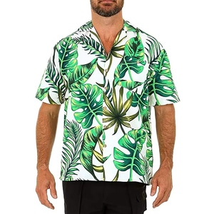 <span class=keywords><strong>Camisa</strong></span> Hawaiana de Verano para Hombre, Manga Corta, <span class=keywords><strong>con</strong></span> Botones y Estampado de Hojas Verdes, para Viajes a la Playa - Product Image 1