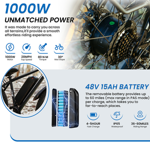 <span class=keywords><strong>Bicicleta</strong></span> <span class=keywords><strong>Eléctrica</strong></span> de Litio EB26 de 26/27.5/29 Pulgadas, Venta de Fábrica a Bajo Costo, E-Bike de <span class=keywords><strong>1000W</strong></span> <span class=keywords><strong>48V</strong></span> - Product Image 2