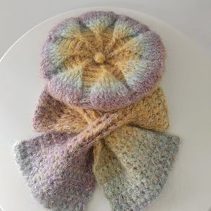 <span class=keywords><strong>Ensemble</strong></span> deux pièces automne-hiver pour <span class=keywords><strong>femme</strong></span> : <span class=keywords><strong>Béret</strong></span> fait main et <span class=keywords><strong>écharpe</strong></span> assortie, style vintage, effet changeant de couleur, pour artiste peintre - Product Image 6